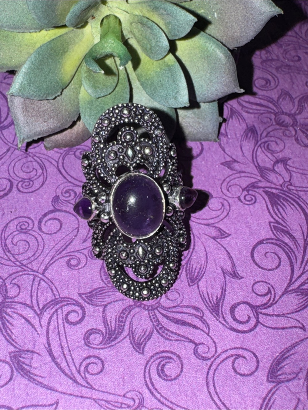Silver Amethyst Ring - Picture 4 of 11